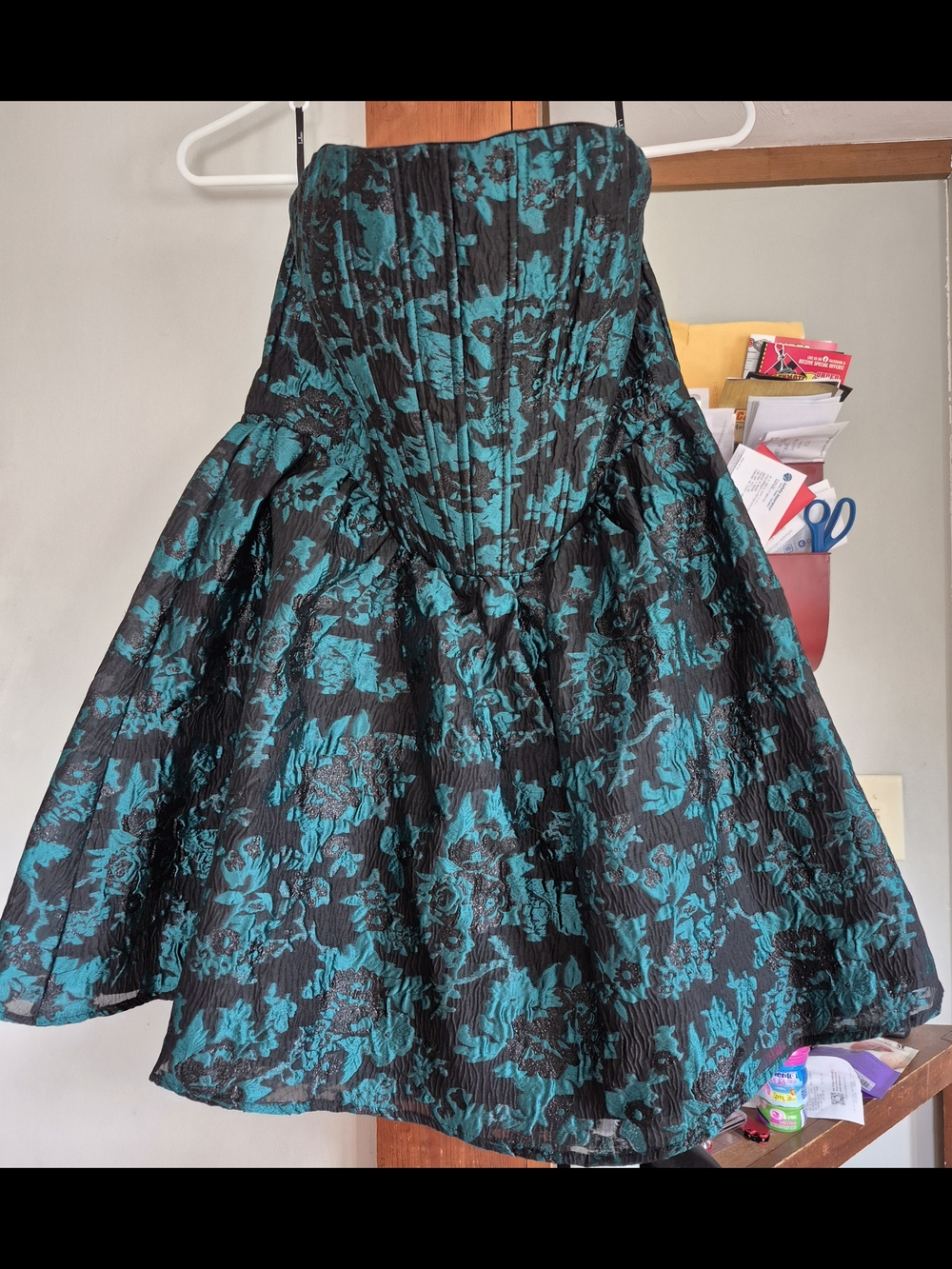 Lulus Emerald Green and Black Strapless Party Dress Size Large